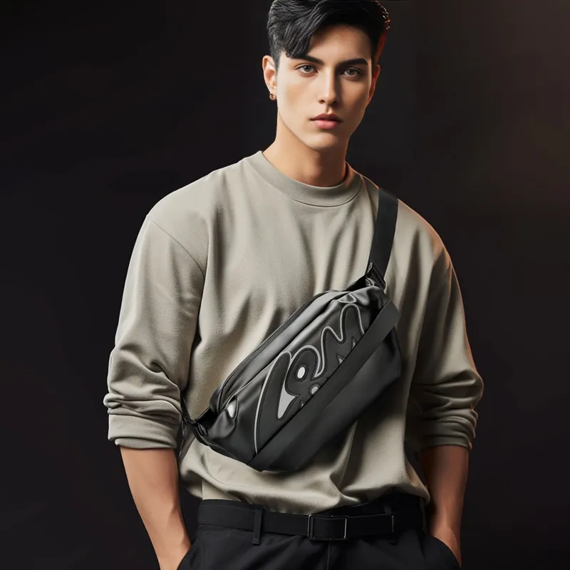 L&M Oxford Fanny Pack Large Size Men's Black-6