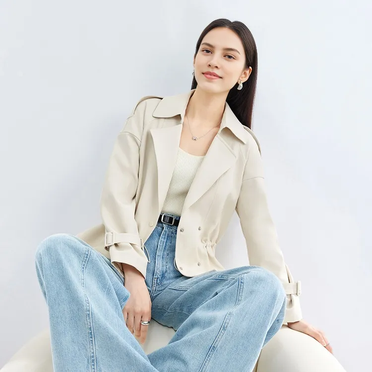 SENTUBILA Trench Coat Women's Beige Apricot-3