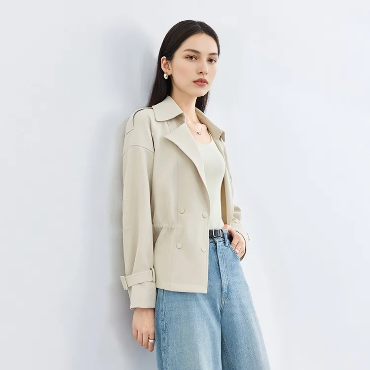 SENTUBILA Trench Coat Women's Beige Apricot-4
