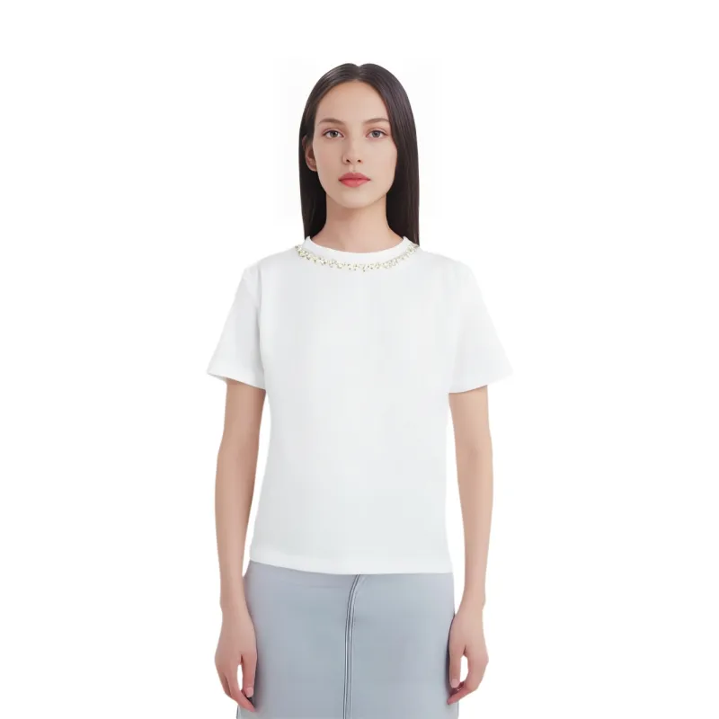 Fabiana Filippi Bead Embellished Jersey T Shirt-4