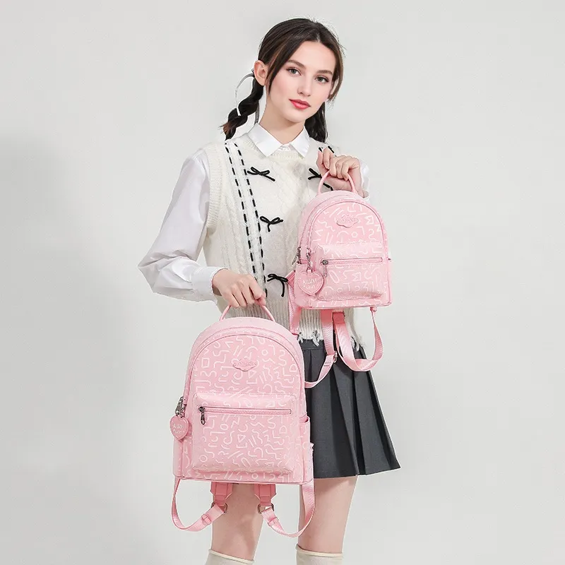 AILUXI PU Backpack Medium Size Women's Blossom Joy Pink-4
