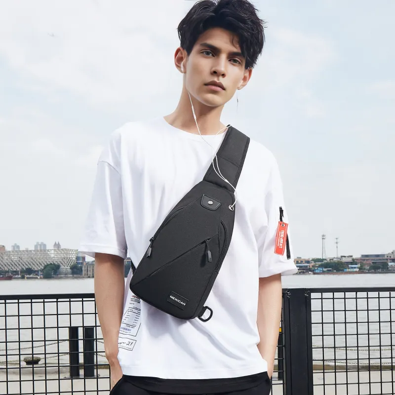 MEXICAN Fabric Crossbody Bag Regular Men's Black-4