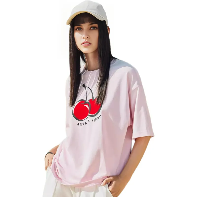 Anta x KIRSH Sports Life Collection Drop Shoulder Sleeve T Shirt Women's Particle Pink-2