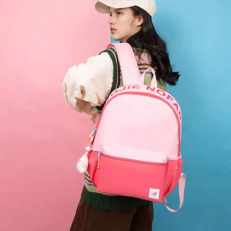 Travel Nylon Backpack Regular Unisex Blue & Yellow Pink Red Pink & Blue-10