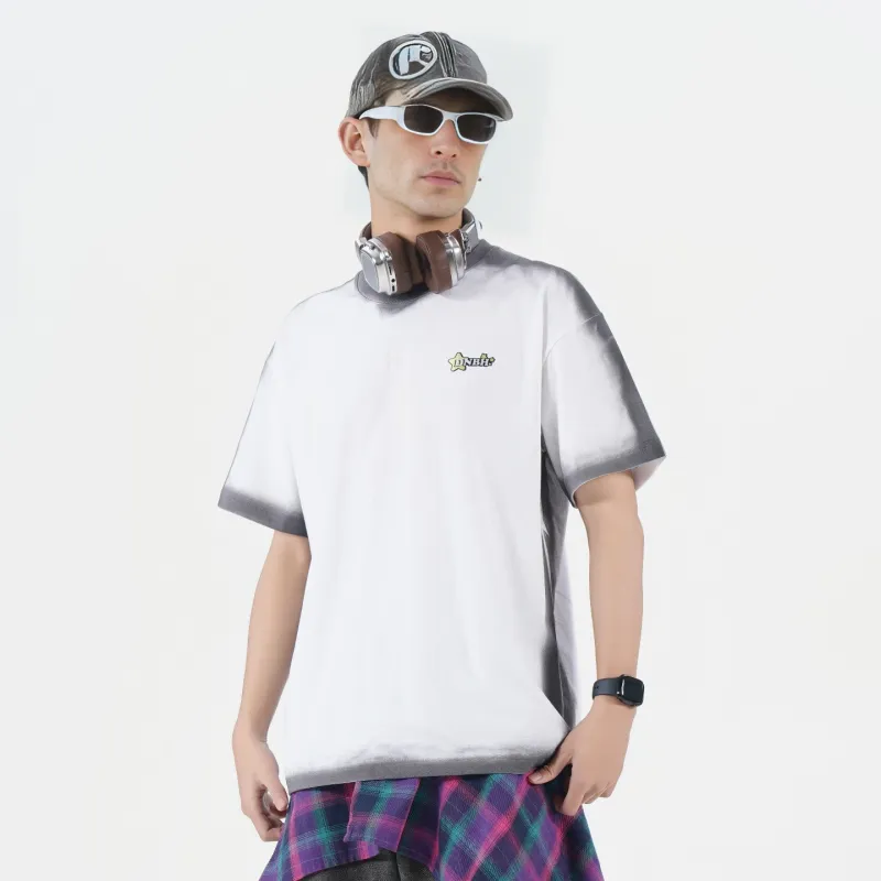 DNBH Hand drawn Doodle Series Loose Fit Casual Crew Neck Pullover Drop Shoulder Short Sleeved T Shirts Unisex-4
