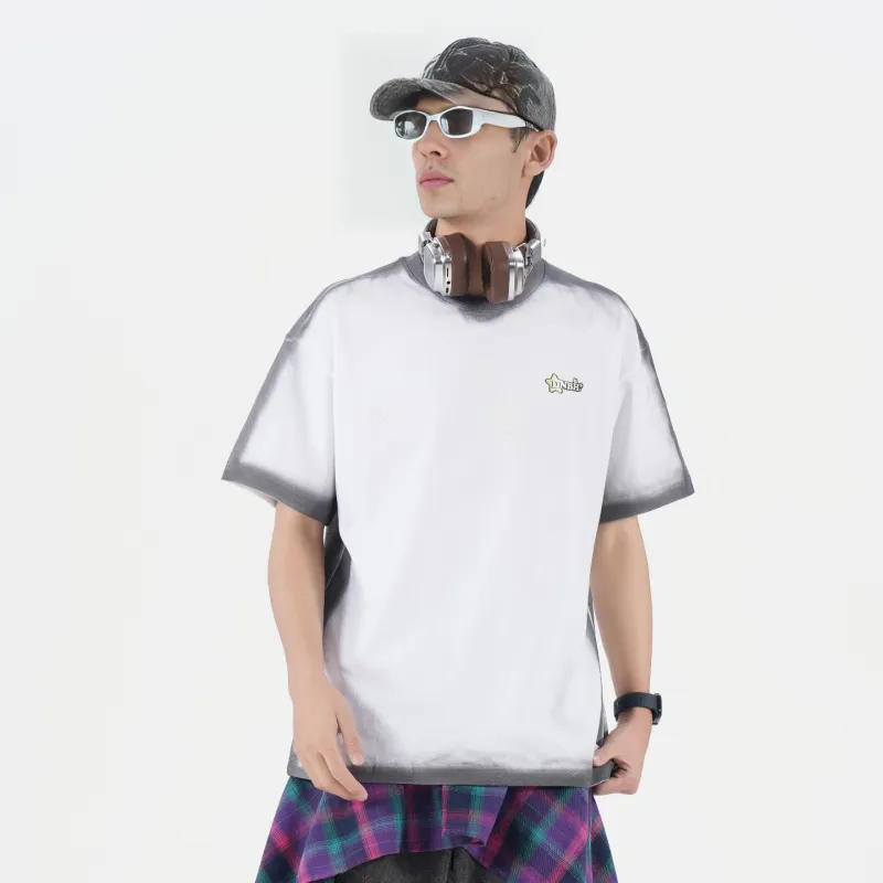 DNBH Hand drawn Doodle Series Loose Fit Casual Crew Neck Pullover Drop Shoulder Short Sleeved T Shirts Unisex-2