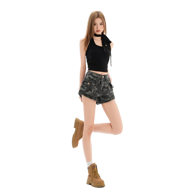 Zomuros Denim Shorts Women's Camouflage-2