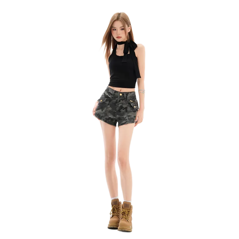 Zomuros Denim Shorts Women's Camouflage-3
