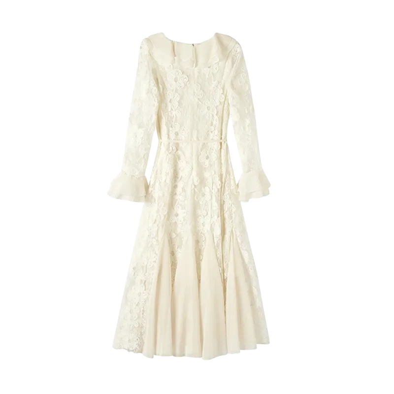 AFGGD Long Sleeved Dress Women's White-1
