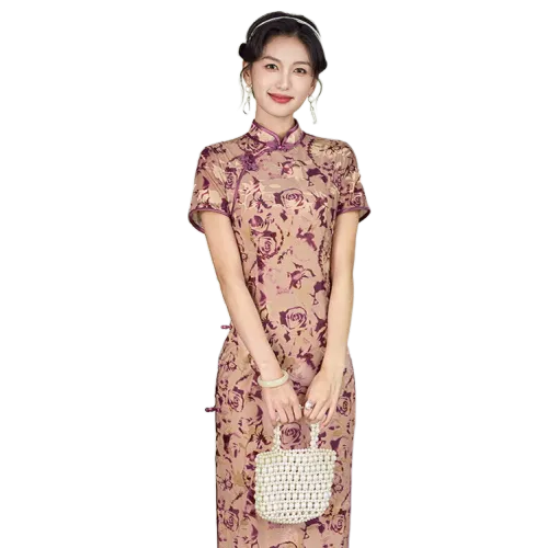 ENEESSI Spring Summer Release Cheongsam Women's Purple Gray