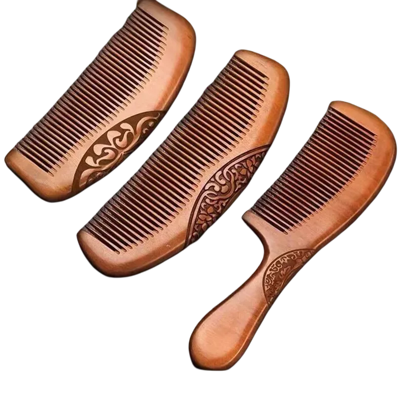 ZHENGXIAOCHU Natural Sandalwood Comb, Home Use Wooden Electrostatic Portable, Long Hair Massage Hairdressing Tool-2