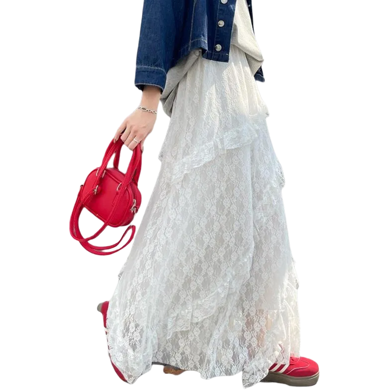 Hao Zhilang Casual Long Skirt Women's White-1