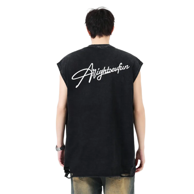 7 SEVFUN Tank Tops Unisex Washed Black-4