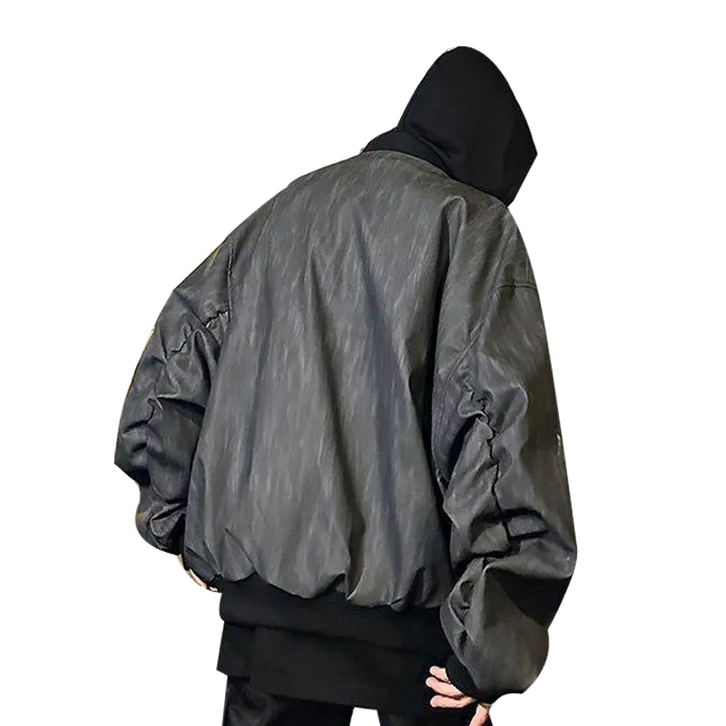 M MAICCO Jackets Coats Men's Dark Gray PU Leather-0