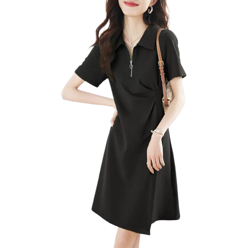 Mo Han Yi Mei Short Sleeved Dress Women's Black-1