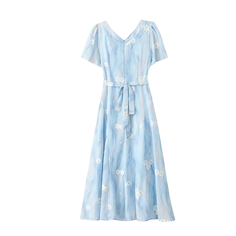 Incolore Short Sleeved Dress Women's Light Blue-1