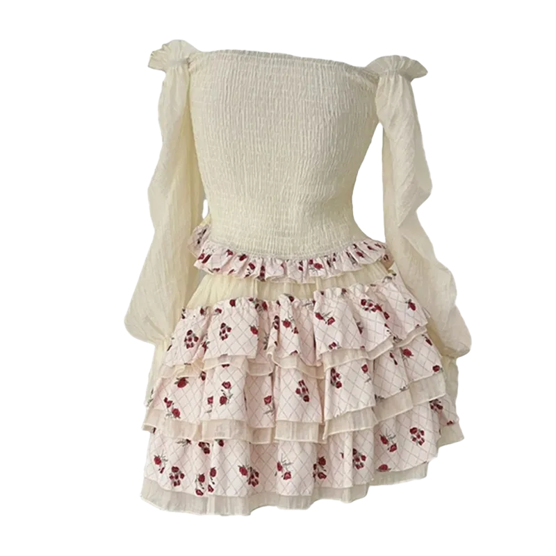 AFGGD Skirt Set Women's White+Pink-1