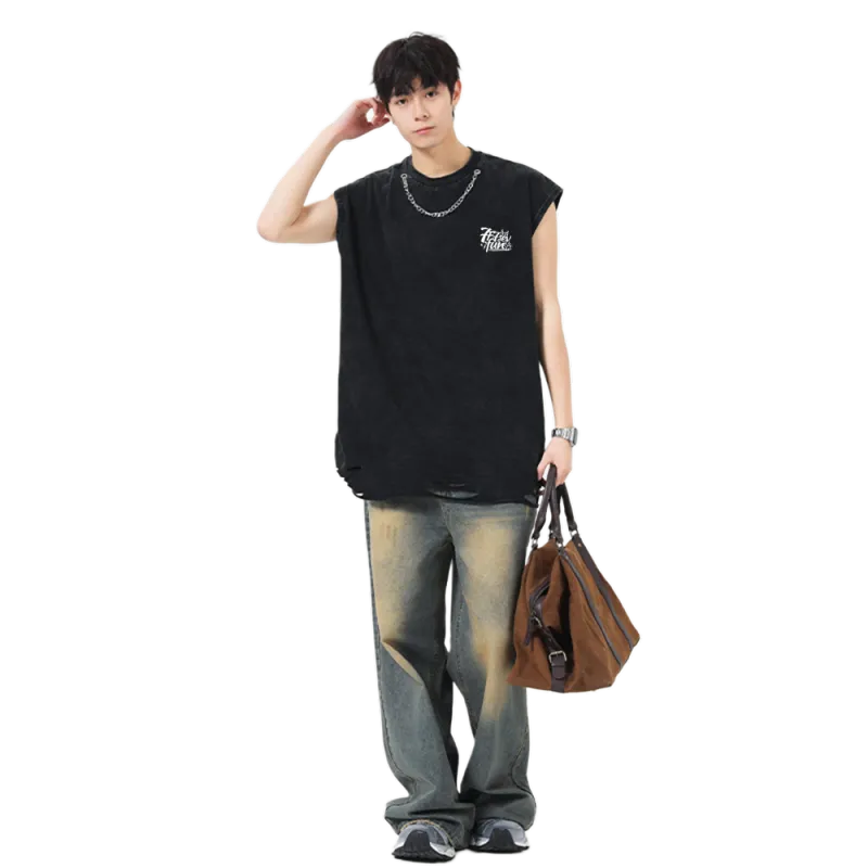 7 SEVFUN Tank Tops Unisex Washed Black-2