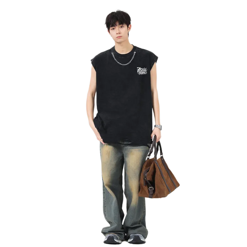 7 SEVFUN Tank Tops Unisex Washed Black-3