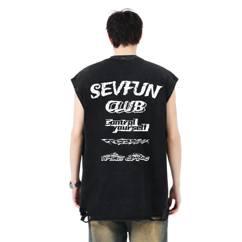 7 SEVFUN Tank Tops Unisex Washed Black-2