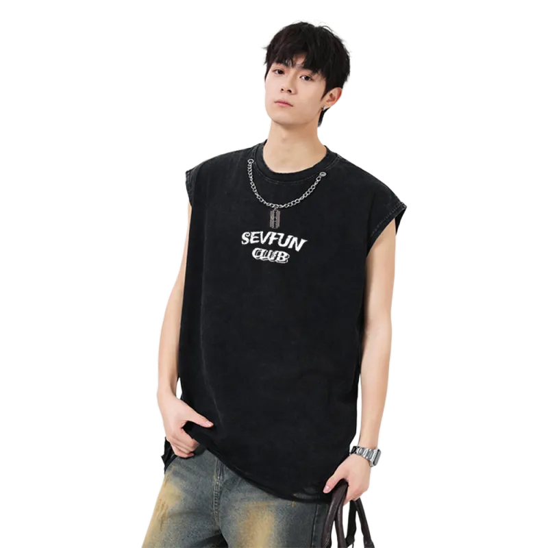 7 SEVFUN Tank Tops Unisex Washed Black-3