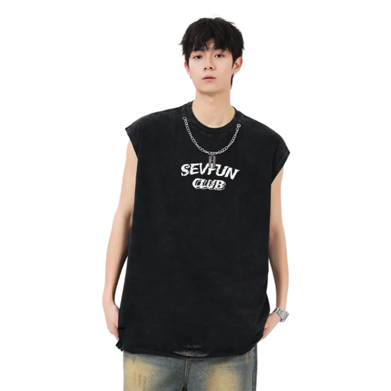 7 SEVFUN Tank Tops Unisex Washed Black-4