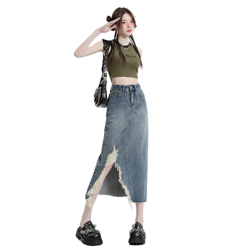 Zomuros Denim Long Skirt Women's-1