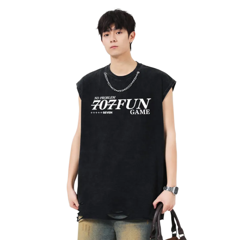 7 SEVFUN Tank Tops Unisex Washed Black-2