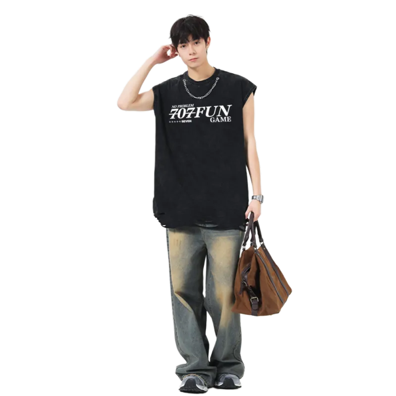 7 SEVFUN Tank Tops Unisex Washed Black-3