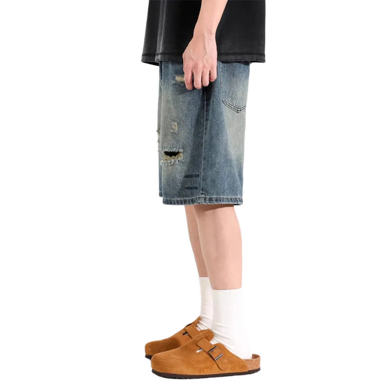 FRQ Denim Shorts Unisex Vintage Blue-3