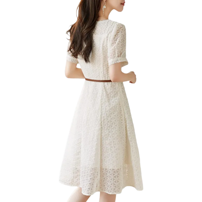 Like The Age Of Water Short Sleeved Dress Regular Women's Beige-2