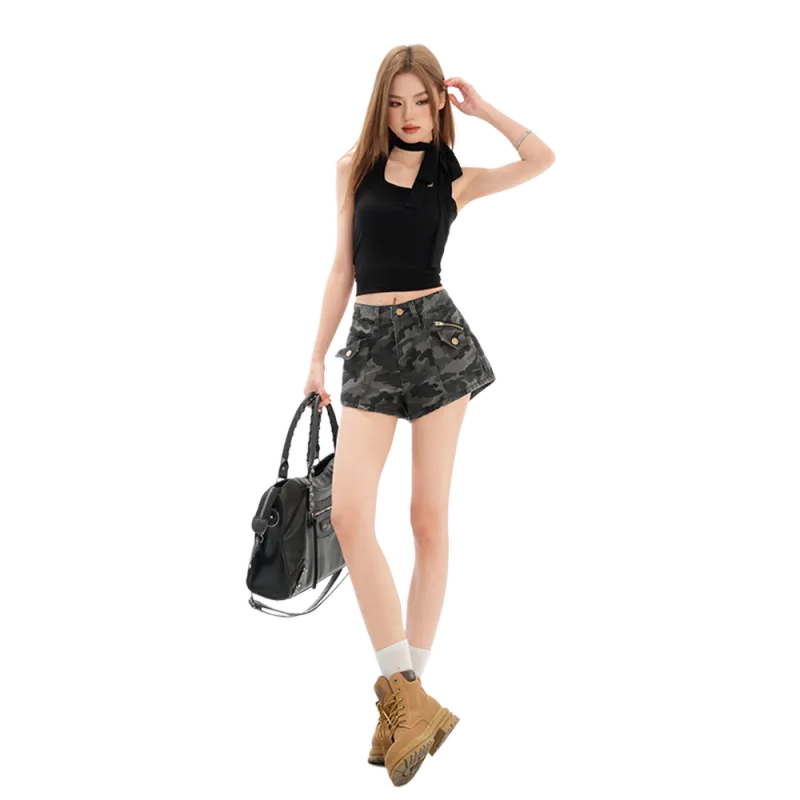 Zomuros Denim Shorts Women's Camouflage-1
