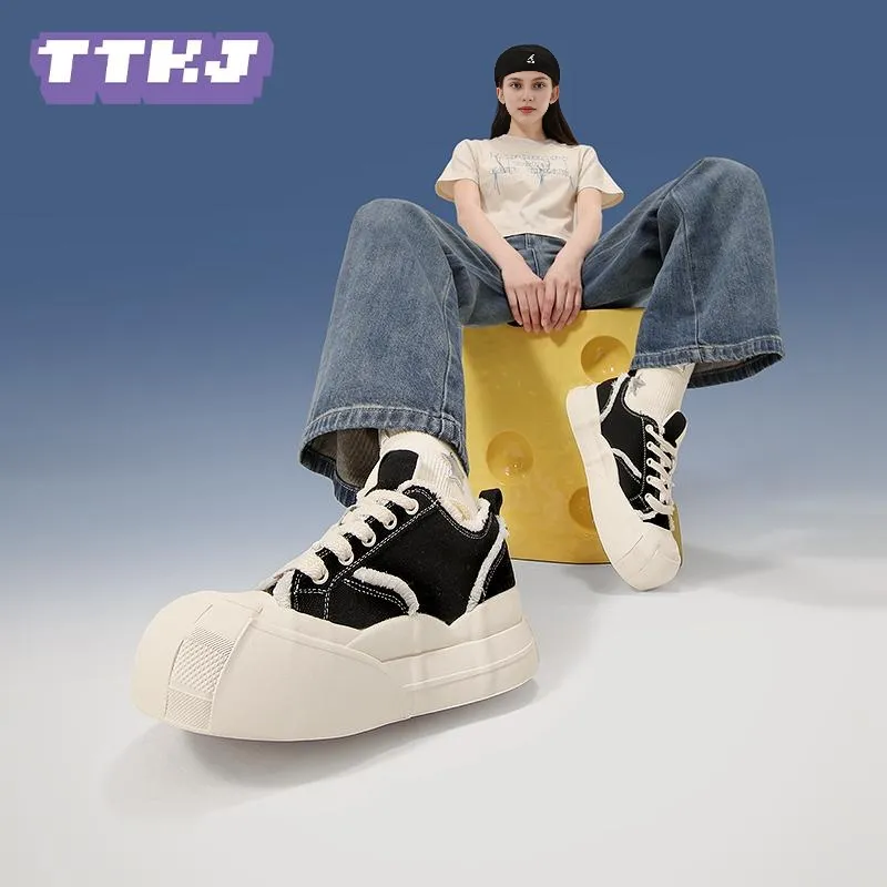TTKJ Height Increasing Abrasion Resistant Slip Resistant Low Top Skateboard Shoes Women's-7