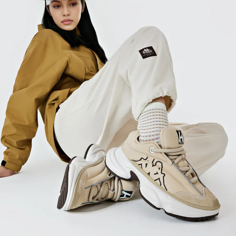Kappa Anti Slip And Wear Resistant Height Increasing Low Top Chunky Sneakers Women's Khaki-10