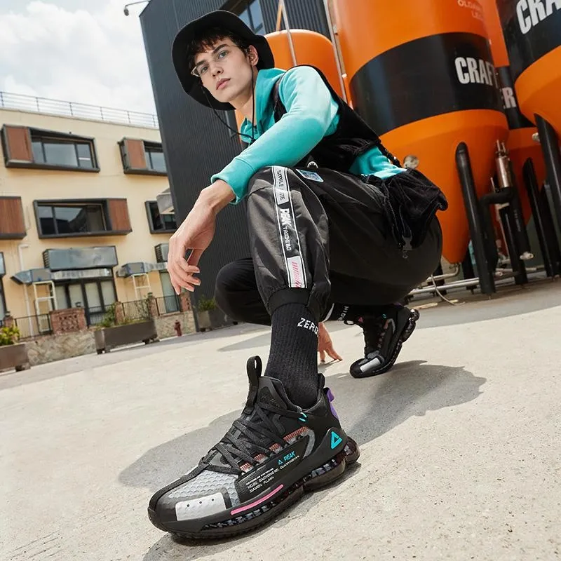 PEAK Air Cushion Wear Resistant Slip Resistant Low Top Men's Running Shoes Black Blue-6