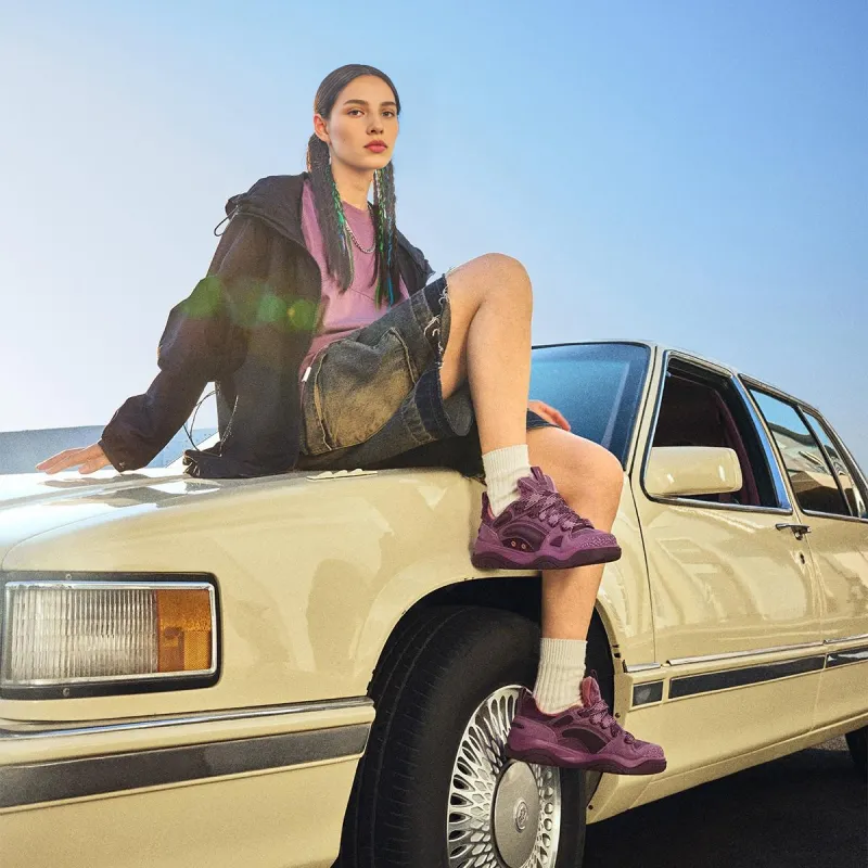 LiNing Jingcheng 2.0 V2 Slip Resistant Cushioning Height Increasing Low Top Skateboard Shoes Women's Rose Purple Red-7