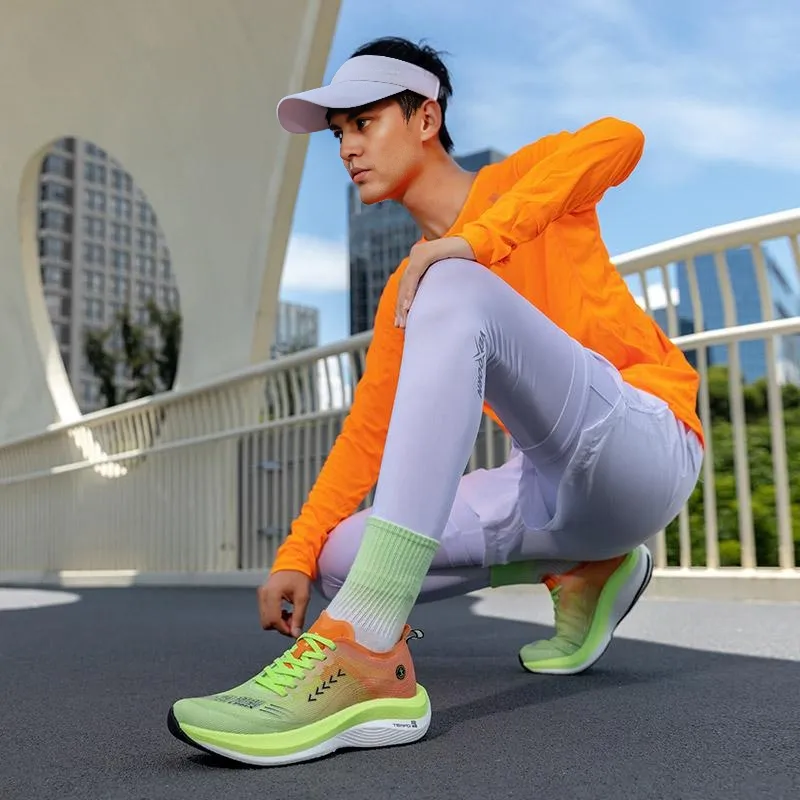 LPMX Rebound Support Wear Resistant Lightweight Breathable Slip Resistant Low Top Running Shoes Men's Orange Green-8