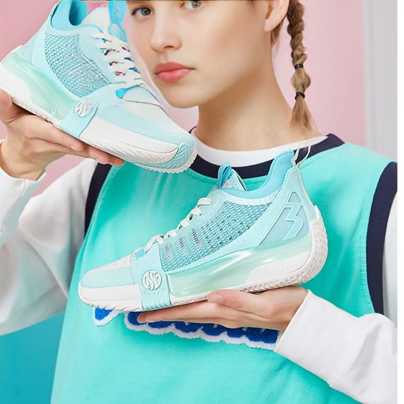 361° Zen 3 Basketball Shoes Women's Mid Top Feather White/Wave Green-5