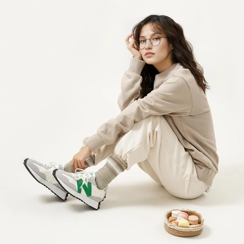 New Balance 327 White Green Women's-6