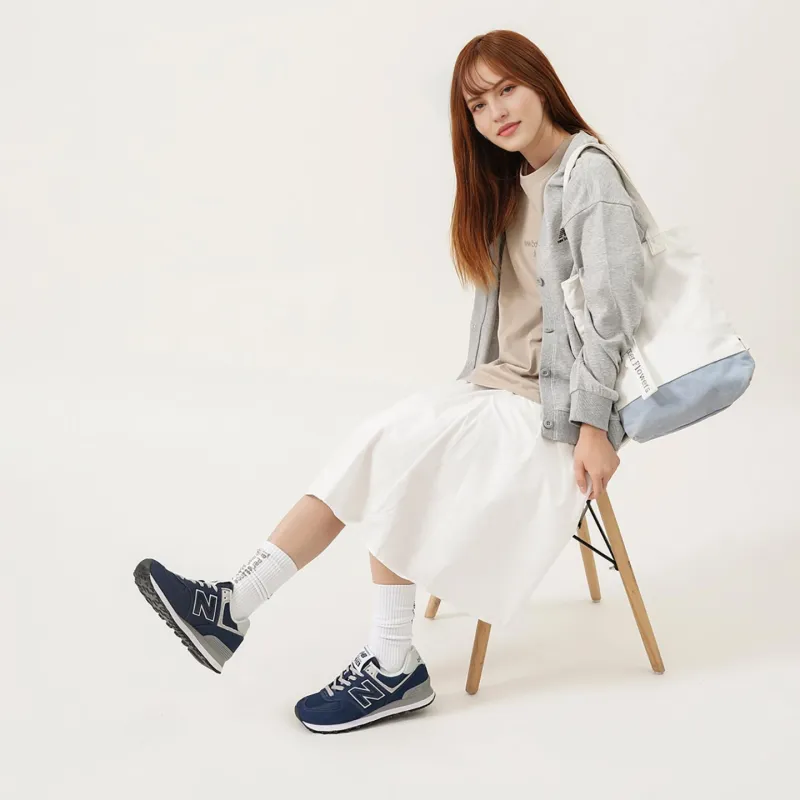 New Balance 574 Navy White-5