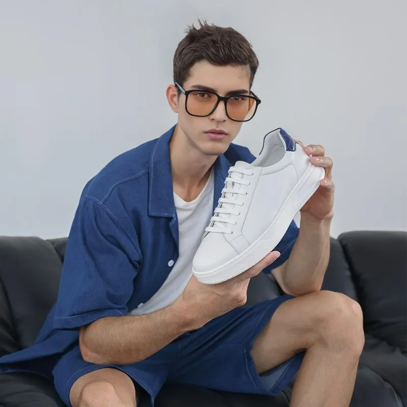 ELLE HOMME Stylish Skateboarding Shoes Men's White Blue-5