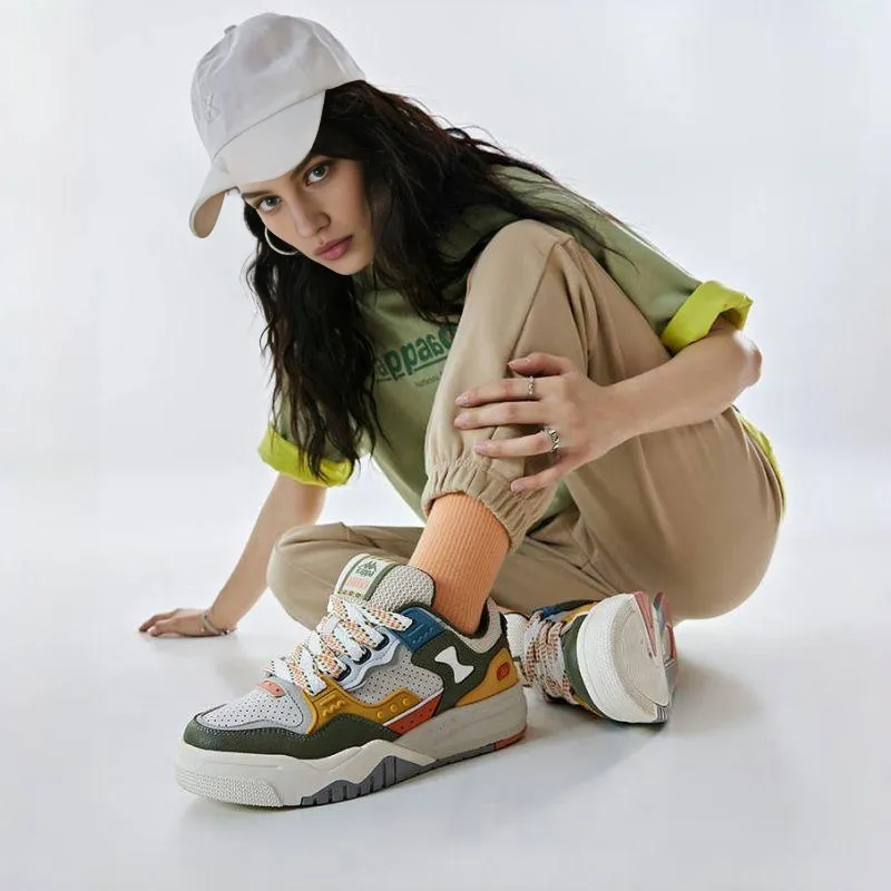 Kappa Low Top Skateboard Shoes Unisex White Green Yellow-6