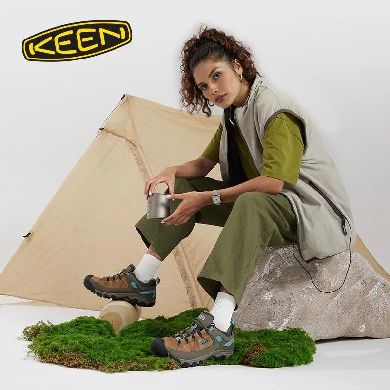 KEEN Targhee III WP Cushioned Slip Resistant Low Top Outdoor Shoes Women's Brown Blue-5