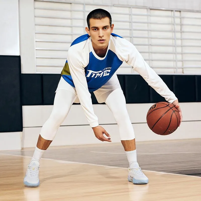 PEAK Sharp Marks Basketball Shoes Men Low Top All White Fine Blue-6