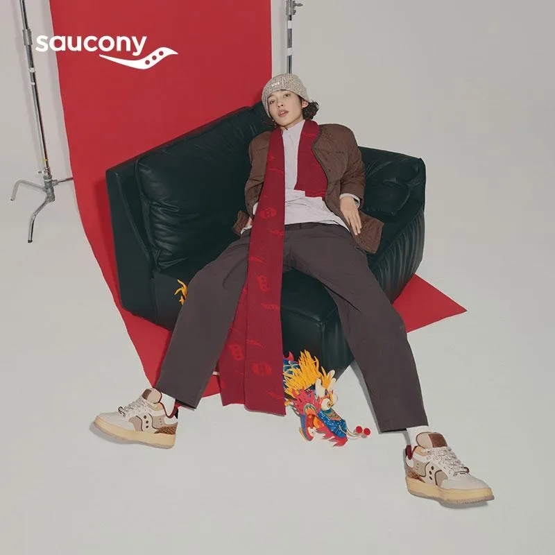 Saucony CNY Anti Slip And Wear Resistant Breathable Low Top Casual Running Shoes Unisex Beige Brown-5