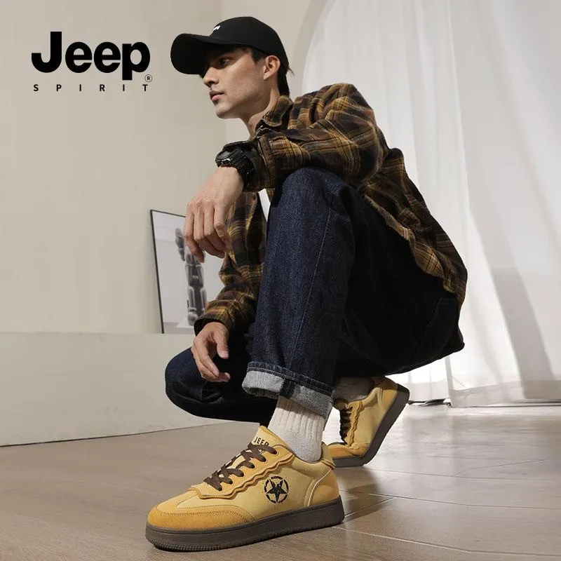 JEEP SPIRIT Slip Resistant Cushioning Wear Resistant Low Top Skateboard Shoes Men's Lemon-9