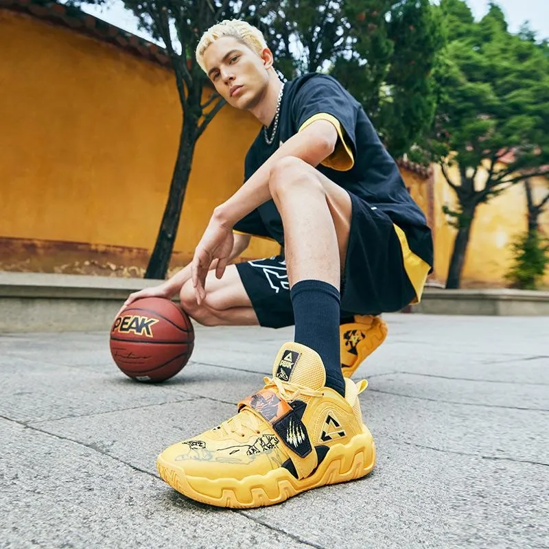 PEAK Basketball Shoes Men Low Top Persian Yellow-6
