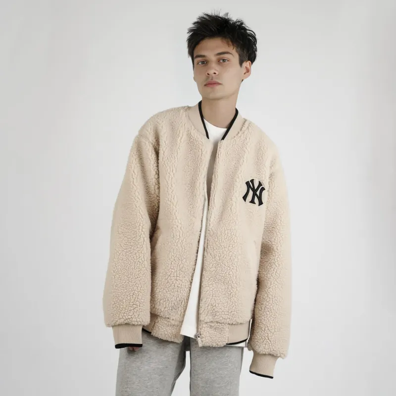 MLB New York Yankees Velvet Jackets Unisex Beige-2