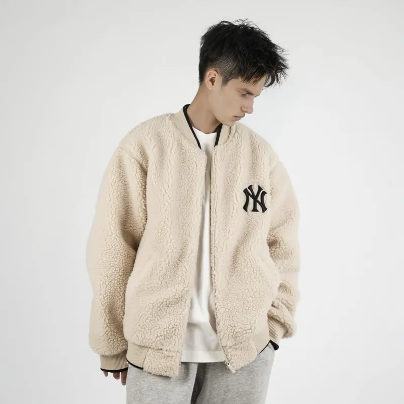 MLB New York Yankees Velvet Jackets Unisex Beige-3
