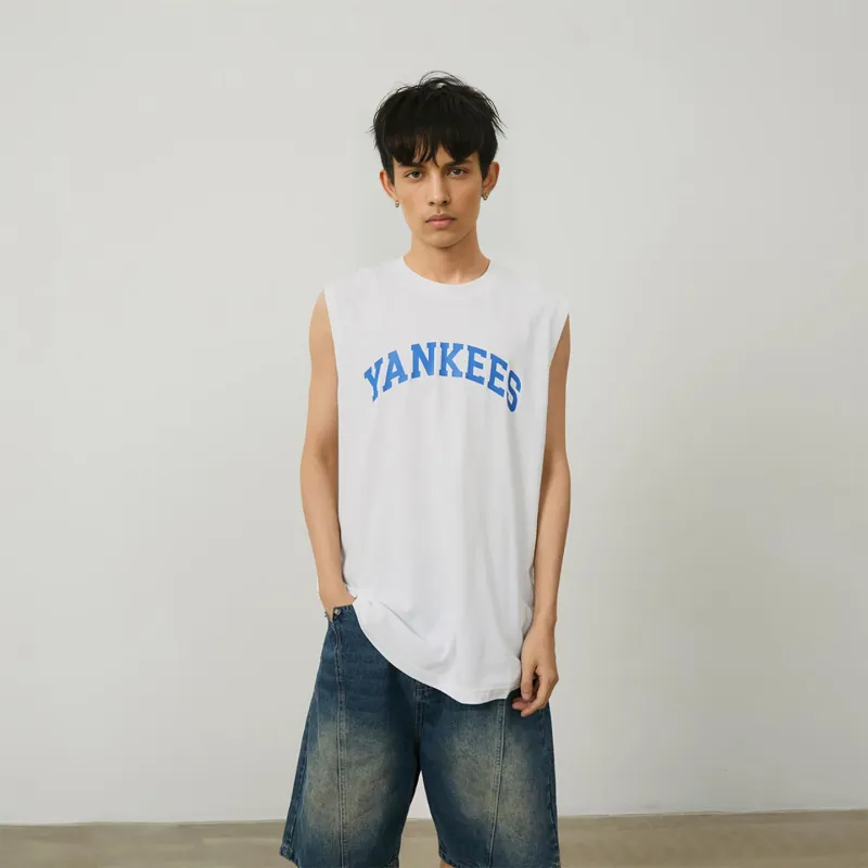 MLB New York Yankees Tank Tops Unisex Ecru-3